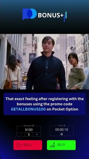 Here’s what registering with the promo code GETALLBONUS100 on Pocket Option gives you