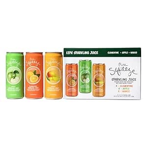 Pure Squeeze Sparkling Juice, 11.2 FL OZ Can (12ct Variety Pack), Clementine, Apple, Mango