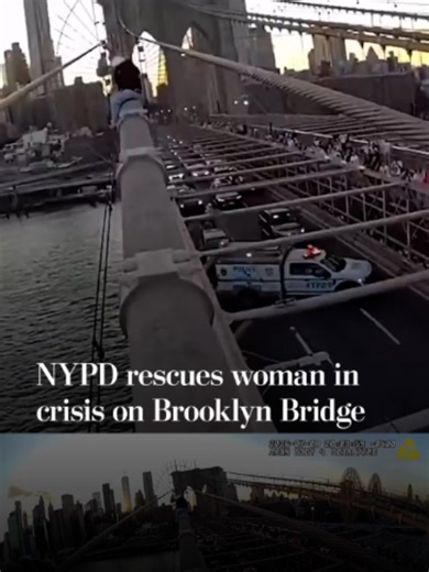 Bodycam footage released by the New York City Police Department shows the rescue of a woman in crisis who climbed the Brooklyn Bridge. An officer climbed up the bridge to reach the 31-year-old woman, who was sitting on a cable. After nearly an hour of conversation, officers were able to get the woman down from the bridge. More from The Washington Post at the link in our bio.