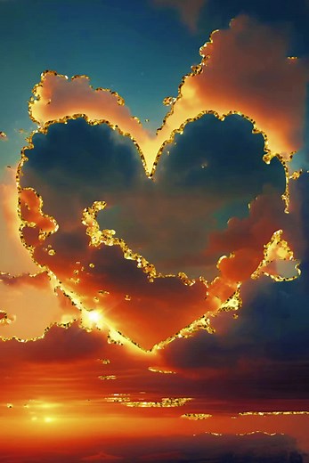 Heart-Shaped Cloud Formation at Sunset