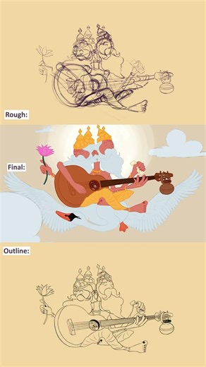 Lord Brahma plucking guitar. #2danimation #mythology #procreate #dreams