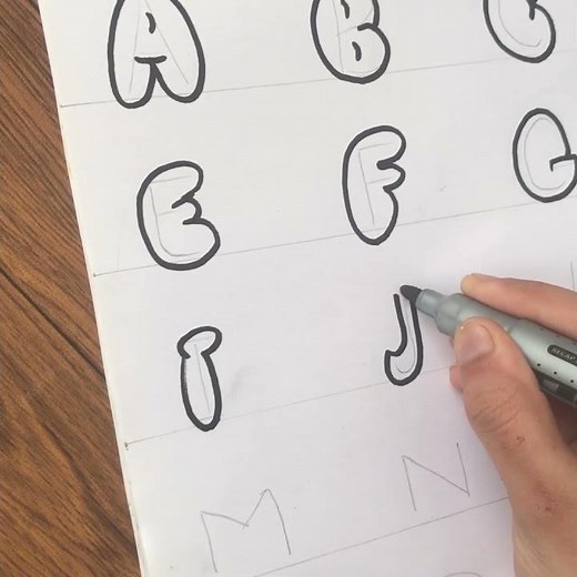 Drawing The Whole Alphabet In Bubble Letters #diy