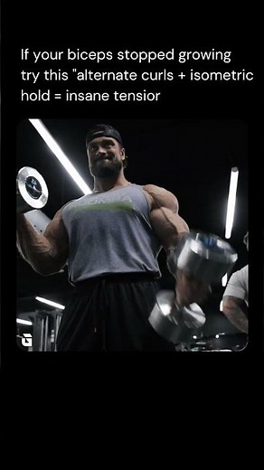 If your biceps stopped growing try this "alternate curls + isometric hold = insane tensior