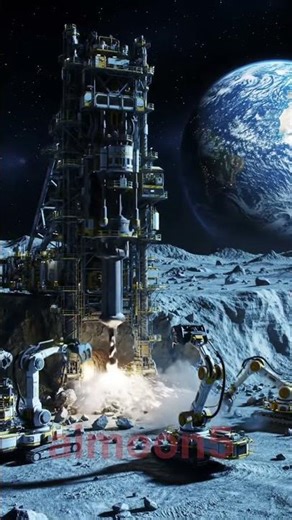 #Lunar Moon #TBM Machine Drilling and Tunnel Creation#ai #space