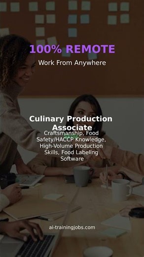 Culinary Production Associate - $20 - $30/hr | Remote AI Job #Shorts