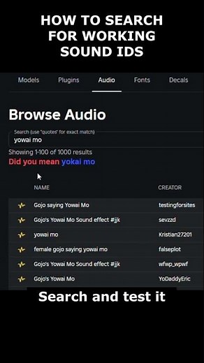 *WORKING* How to search for sound IDs #roblox #jjs #jujutsushenanigans #skillbuilding