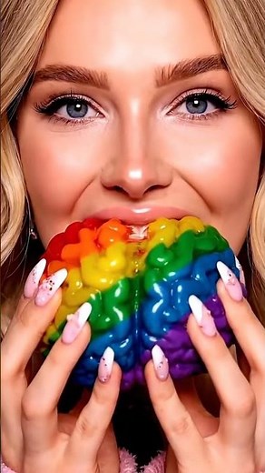 Rainbow Brain Eating ASMR | Colorful Jelly Sounds | No Talking Satisfying Mukbang #relaxingasmr