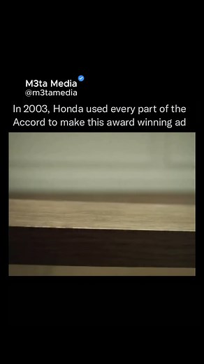 M3TA Media on Instagram: "In this award-winning commercial, Honda ingeniously disassembled an entire Accord and used its parts to create a mesmerizing Rube Goldberg-style chain reaction! With no CGI and only real car components in motion, each part—from gears to wipers to the engine—interacts precisely with the next in a flawless sequence. The commercial showcases the elegance of engineering and attention to detail that defines Honda, culminating in the reveal of the fully assembled Accord. It’s