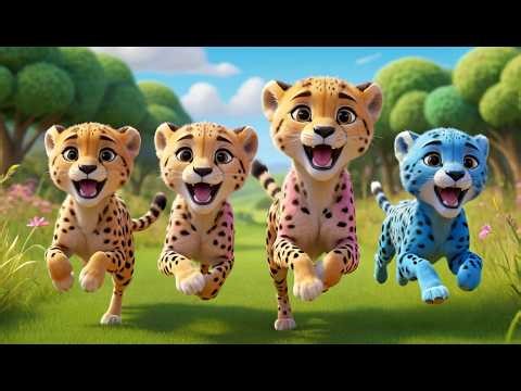 Five Little Cheetahs Run Run Run | Wild Animal Song & Fast Counting Rhyme