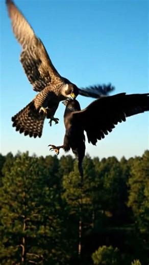 Falcon vs Crow Aerial Fight #preyanimals #shortvideo #viral