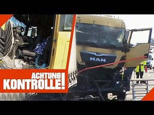 Heftiger Auffahrunfall mit 3 LKWs: Führerhaus komplett zerstört! | Achtung Kontrolle | Kabel Eins