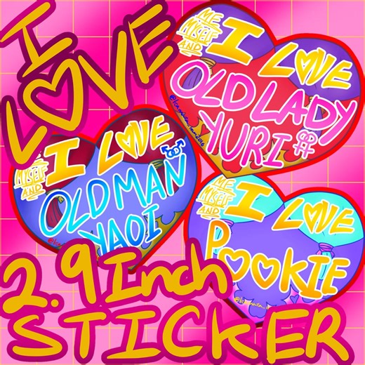 Heart Shaped Medium Sized Stickers: I Love Yaoi, Yuri, and Pookie - Etsy