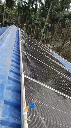 Automatic Solar panel cleaning by sprinkler.