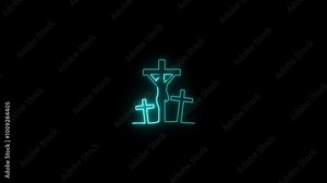 Jesus christian crucified on cross Sign neon style. jesus christ cross icon neon style.