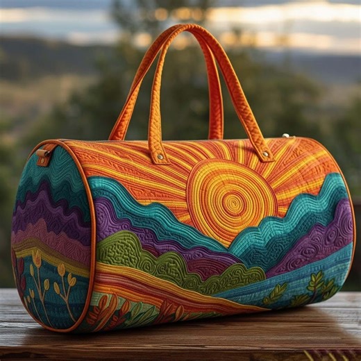Hippie Sun Quilt Duffle Bag With Colorful Sunset Patchwork Design Hippie Travel Weekender Tote, Trip Bag for Adventure Wanderers - Etsy Australia