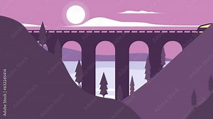 travel train with landscape view animation video in 4k , adventure travel train motion graphic design