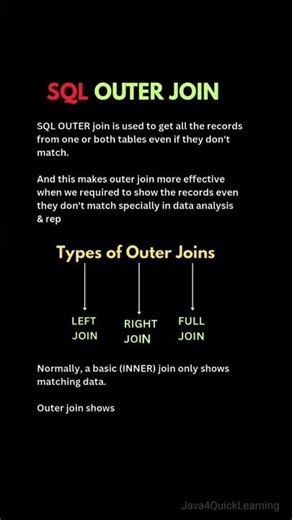 SQL Outer Join in Java #java #sqljoins #outer #join #database #javaprogramming #java4quicklearning