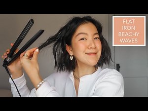SUPER EASY BEACHY WAVES Tutorial with a Flat Iron | Short Asian Hair