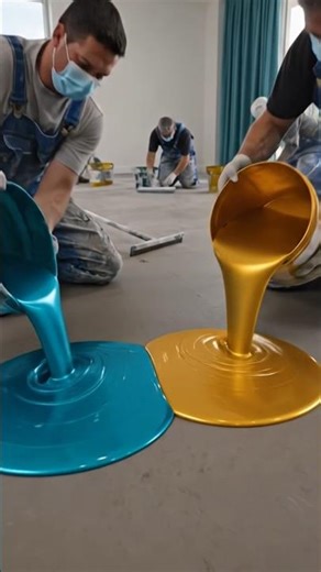 Blue Ocean Epoxy Floor with Gold Veins 😱 Luxury Resin Flooring Transformation