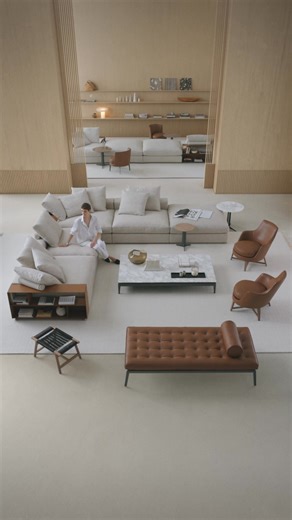 The Groundpiece sofa as the natural epicenter of a fluid living space, designed to accompany the rhythms of everyday life. | FLEXFORM
