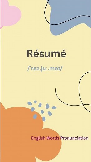 How to pronounce Résumé | English Words Pronunciation Tutorial