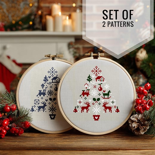 Christmas Tree Cross Stitch Pattern: Set of 2 Digital Chart PDF - Etsy