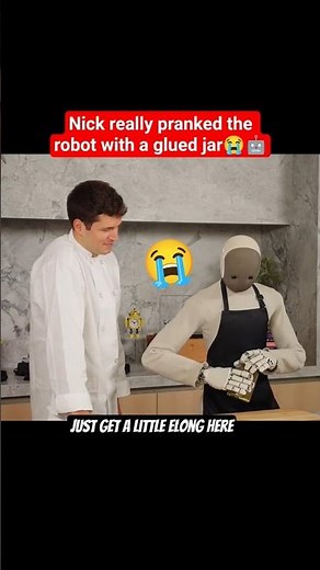 Bro really pranked the 1x robot with a glued jar😭 #neo #funny