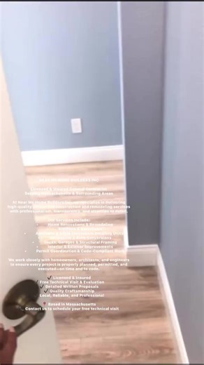 NEAR ME HOME BUILDERS INC Licensed & Insured General Contractor Serving Massachusetts & Surrounding Areas At Near Me Home Builders Inc, we specialize in delivering high-quality residential construction and remodeling services with professionalism, transparency, and attention to detail. Our Services Include: \t•\tHome Renovations & Remodeling \t•\tKitchens & Bathrooms \t•\tAdditions & ADUs (Accessory Dwelling Units) \t•\tBasements & Attic Conversions \t•\tDecks, Garages & Structural Framing \t•\t