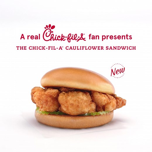 Meet the all new Cauliflower Sandwich. With original breading and a real, whole cauliflower filet, it’s the tastiest new addition to the menu. | Chick-fil-A