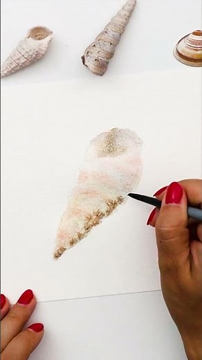 Learn to paint a seashell in watercolor for free #shorts