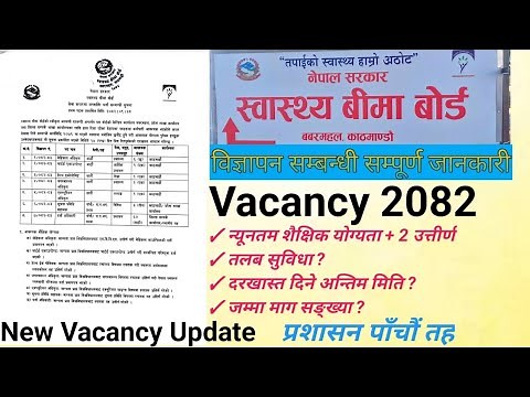 स्वास्थ्य बीमा बोर्ड करारकाे लागि नयाँ विज्ञापन २०८२ / Swasthya bima board vacancy 2082 #health
