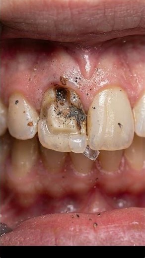 Rotten Front Tooth Fixed with Veneer in 60 Seconds 😳🦷 | #dentist #enamelforge #asmr #satisfying