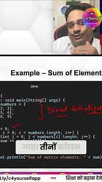 2D Array Summation: Simple Explanation with Code Example in Hindi! #shorts
