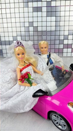 Satisfying With Unboxing Barbie Doll And Ken Bridal Dress And Bedroom Set Toys #shorts