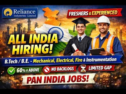 Reliance Hiring 2026 🚀 B.Tech Freshers + 1-5 Yrs Exp | All India Jobs | No Backlog