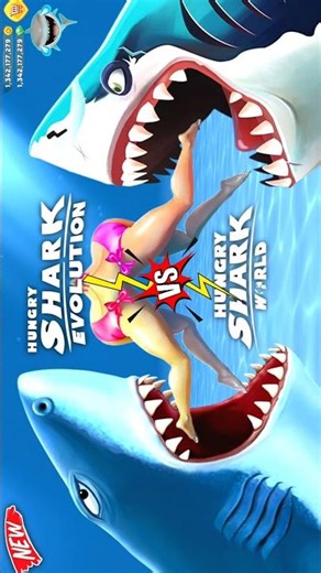 Hungry Shark Evolution vs Hungry Shark World 🔥 All Sharks Unlocked #shorts