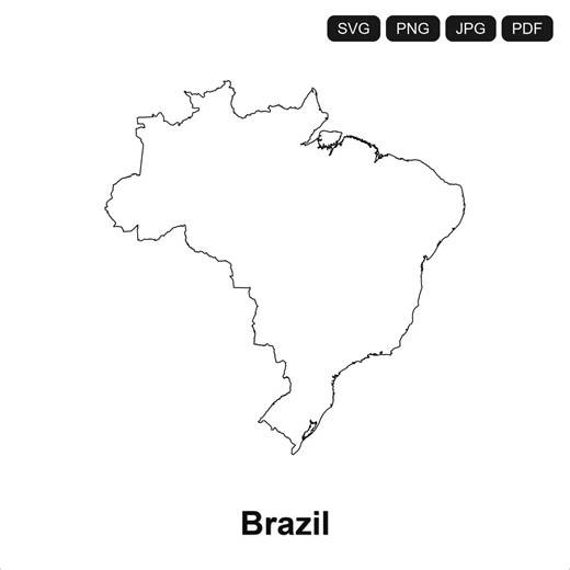 Brazil Country Outline SVG PNG PDF | Cricut Silhouette Cut File | Map Clipart Digital Download - Etsy