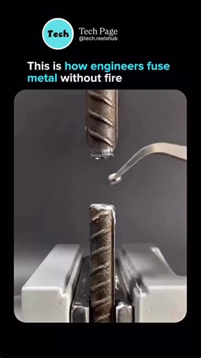 Tech page on Instagram: "Engineers can fuse metals without using fire by employing techniques like cold welding, friction stir welding, and ultrasonic welding. In cold welding, two clean metal surfaces are pressed together under high pressure, causing their atoms to bond without melting. Friction stir welding involves a rotating tool that moves along the seam of metal pieces; the friction generates heat just enough to soften the metal, allowing it to mix and join without reaching a molten state.