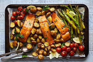 Sheetpan Salmon and Potatoes With Veggies • Olive & Mango