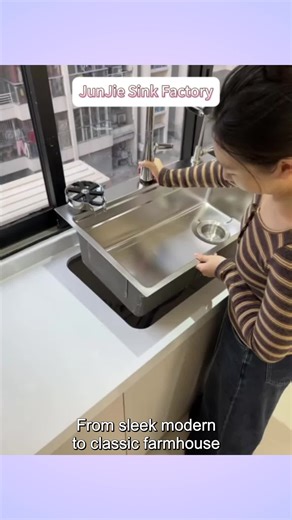 From sleek modern to classic farmhouse, our kitchen sinks come in all shapes and sizes. No more settling for generic stuff. They're easy to install and super durable, lasting years in any kitchen. #Stainlesssteelsink #kitchen #KITCHENSINK #sink #KitchenDesign #HomeDecor #HomeImprovement #Stainless #KitchenTools #Waterfallflume #KitchenStyle #InteriorDesign #KitchenTips #KitchenAccessories #kitchengoods #waterchannel #freeshipping #KitchenEssential #trending #FunctionalDesign