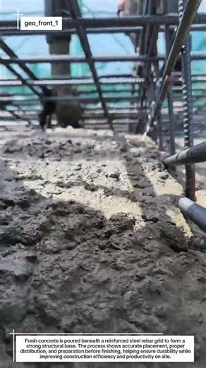 Satisfying Concrete Pour Under Rebar | Real Construction Work in Action