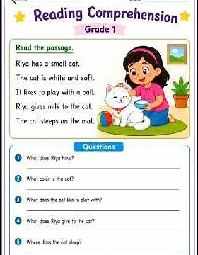 Comprehension Worksheet Practice | Reading Comprehension for Kids | English Learning Worksheet