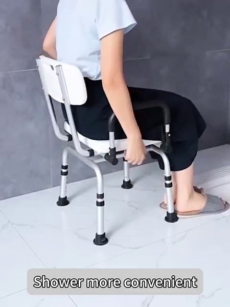 360°Swivel Shower Chair for Inside Shower, Shower Seats for Seniors with Arms and Back, Height Adjustable Tub Transfer Bench for Bathtubs,Pivoting Shower Stool (White-Black, Large)