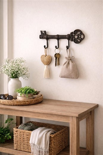 Vintage Wrought Iron Key Hook Rack – Rustic Farmhouse Organizer - Etsy