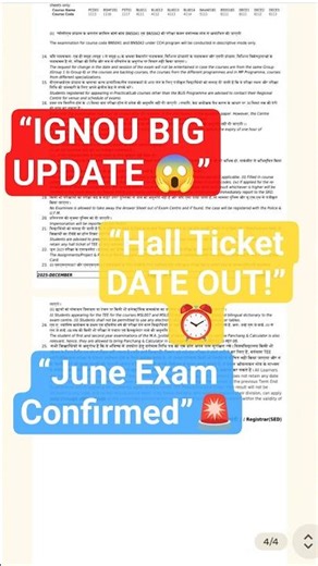 IGNOU June 2026 Exam Date & Hall Ticket Big Update 😱 | Admit Card Release Date Confirmed