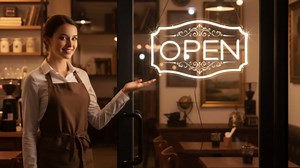 Open Sign for Business, LED Dimmable Neon Open Sign with 12V/2A Adapter, 16.5" x 10.5", Warm White, Bright LED Visibility to Light Up Window, Wall, Bar, Coffee, Salon and Store