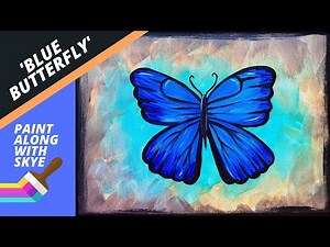 EP34- 'Blue Butterfly' easy butterfly painting acrylic tutorial for beginners