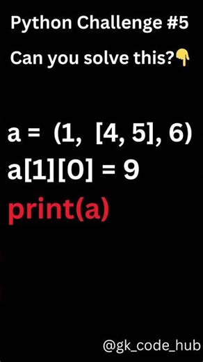 🧠 Python Challenge #5. #python#codingchallenge#learncoding#interviewquestions
