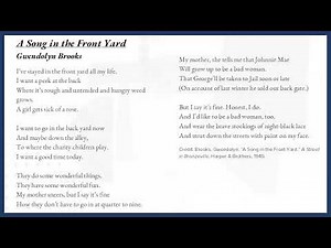 A Song in the Front Yard by Gwendolyn Brooks