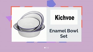 Kichvoe 4Pcs Enamel Bowl Set Mixing Enamelware Vintage Metal Nesting Bowls Old-fashioned Basin l for Kitchen White Round Serving Tray （6.3"+7.1"+7.9"+8.7" ）